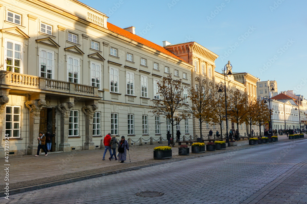 Uruski Palace and Nowy Swiat Street in Warsaw
