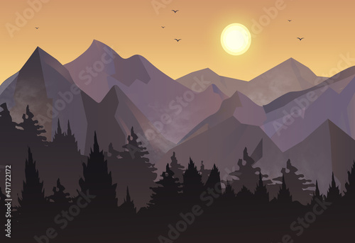 Mountains evening landscape