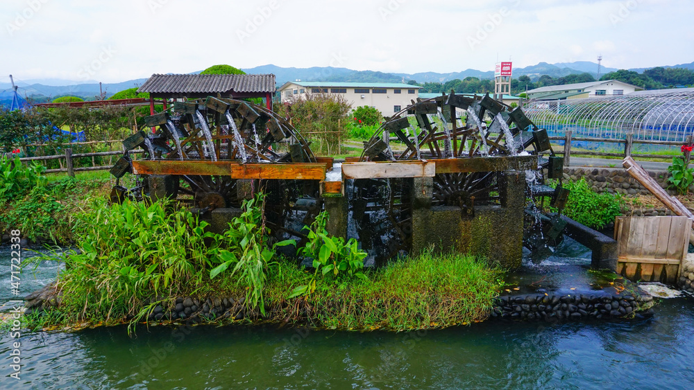 福岡県朝倉市の二連水車