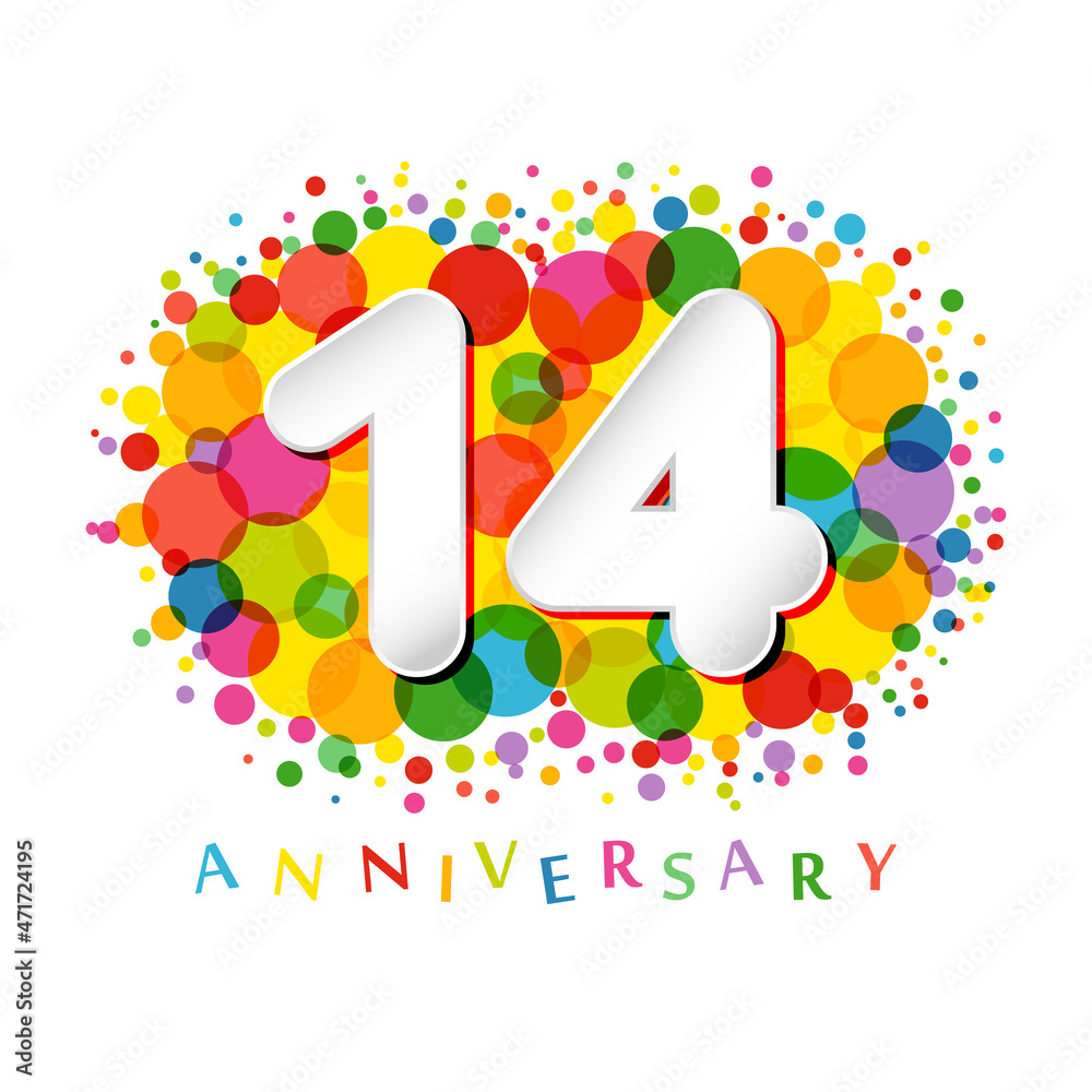 14 th anniversary numbers 14 years old coloured congrats cute 