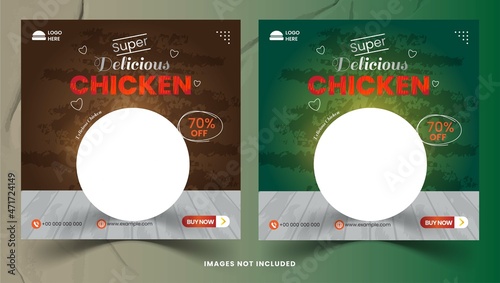 chicken food menu promotion social media posts templat banner or flyer vector