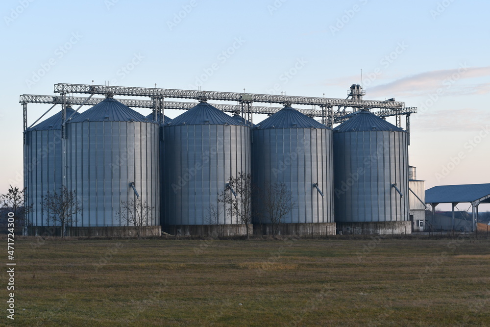 Silos seen at sunset in eastern europe Silos seen at sunset in eastern europe