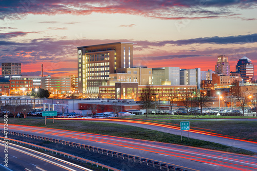 Tableau sur toile Durham, North Carolina, USA Downtown Skyline