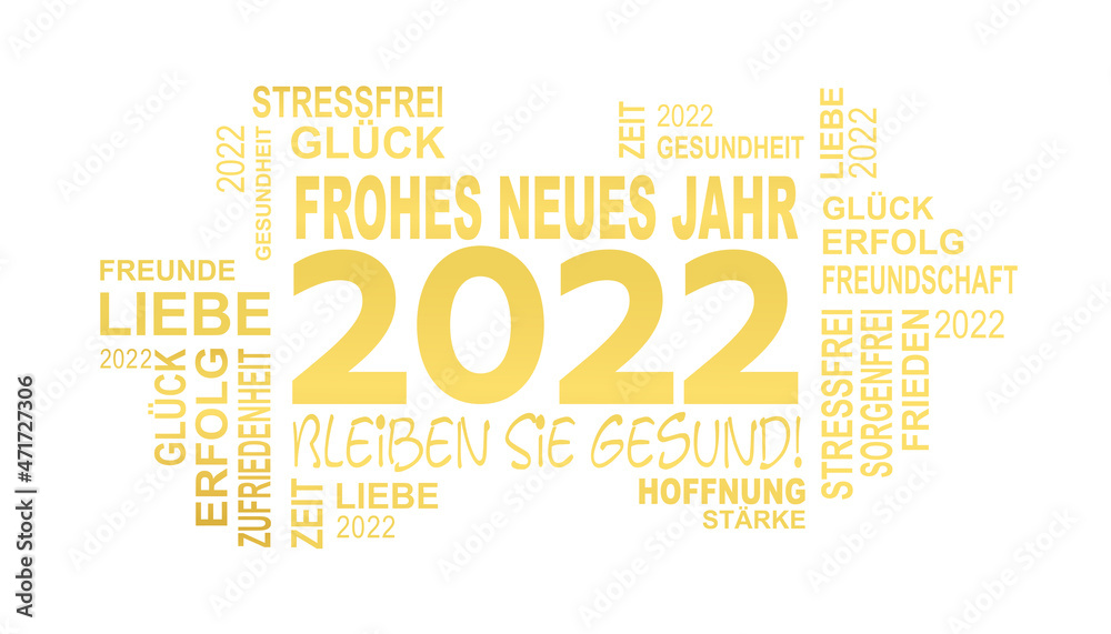 Fototapeta premium neujahrskarte mit vielen guten wünschen für das jahr 2022