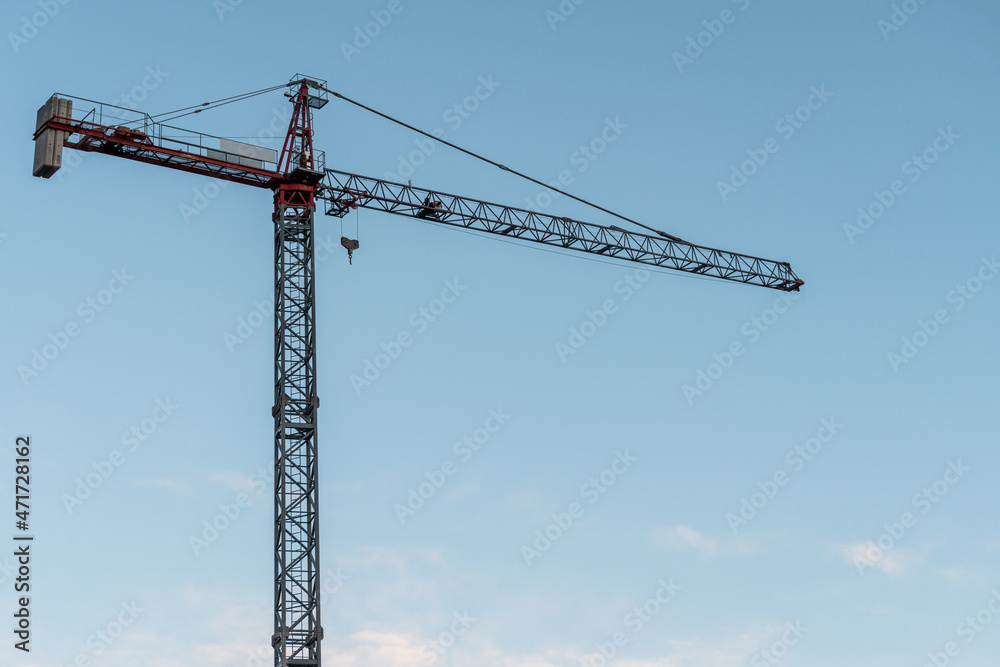 construction crane against blue sky