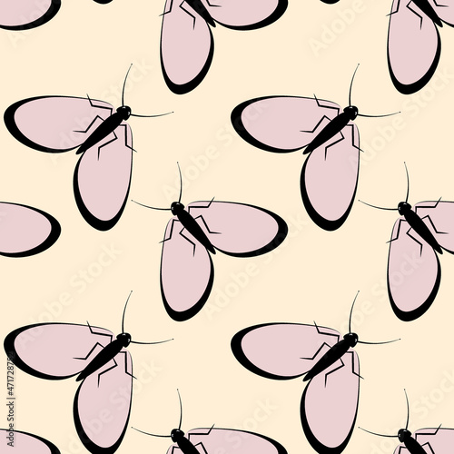 Illustration on a square background - stylized moths - graphics. Summer, insects, unbearable ease of life