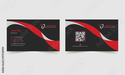 Modern business card template red black colors. Flat design vector abstract creative - Vector
