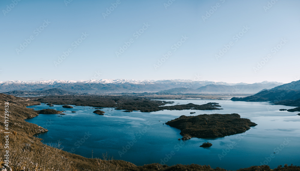 Turquoise water of Lake Slansko. Montenegro