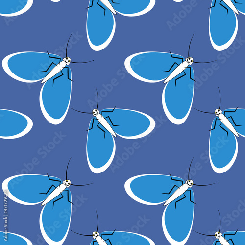 Illustration on a square background - stylized moths - graphics. Summer, insects, unbearable ease of life