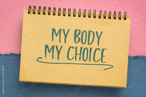 my body, my choice - handwriting in a  spiral, a feminist slogan used most often in surrounding issues of bodily autonomy and abortion