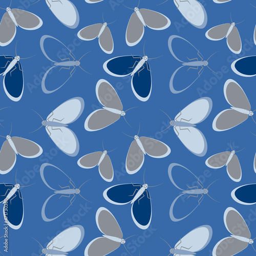 Seamless pattern - stylized moths - graphics. Summer, insects, unbearable ease of life. Wallpapers, textiles, packaging