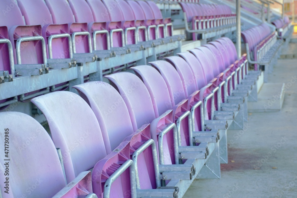 Fototapeta premium empty chairs on stadium, covid restrictions