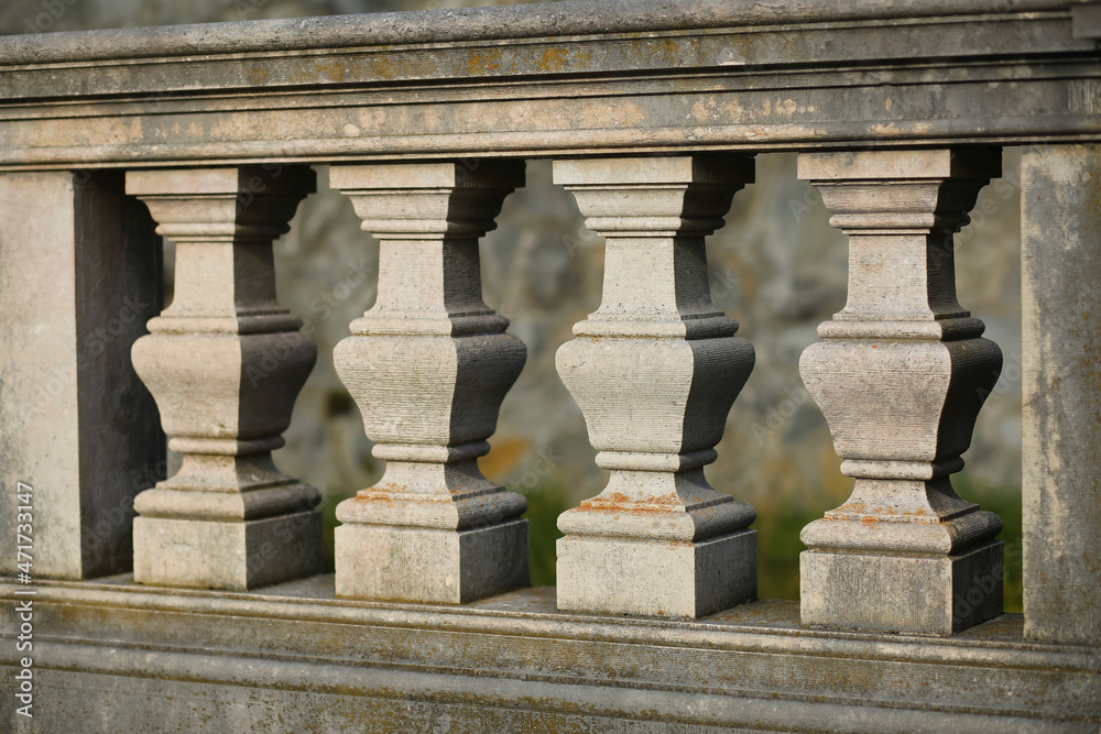 Fototapeta premium Close up of a row of classic outdoor banisters
