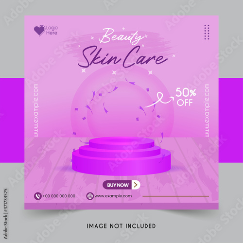 Skin Care social media posts templat banner or flyer Design Collection Premium Vector