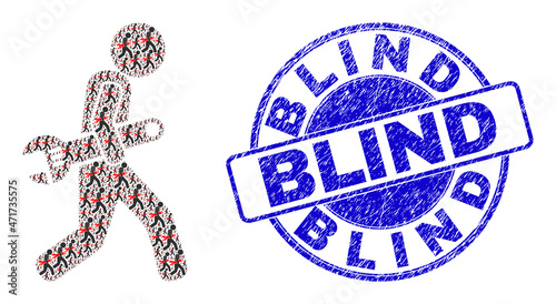 Vector thief steal spanner icon collage is designed of scattered recursive thief steal spanner icons. Blind grunge blue round stamp seal. Recursive combination of thief steal spanner icon.
