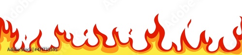 Seamless fire flame. Cartoon orange bonfire effect. Vector template