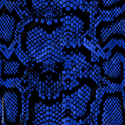 Full Seamless Snake Animal Skin Texture Pattern Vector. Night Blue Snake leather design for textile fabric print. Snake leather pattern for bag, shoes, tight, dress and fabric printing.