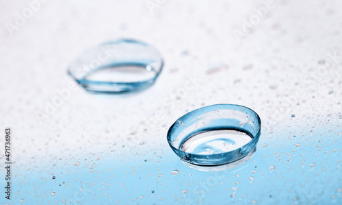 contact lenses with droplets around close up view - Image