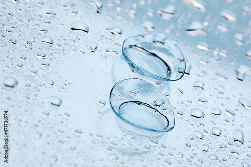 contact lenses with droplets around close up view