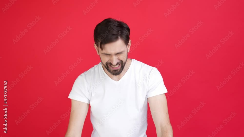 Interested charismatic funny man talk gesturing hands choose you best Interested charismatic funny man talk gesturing hands choose you best