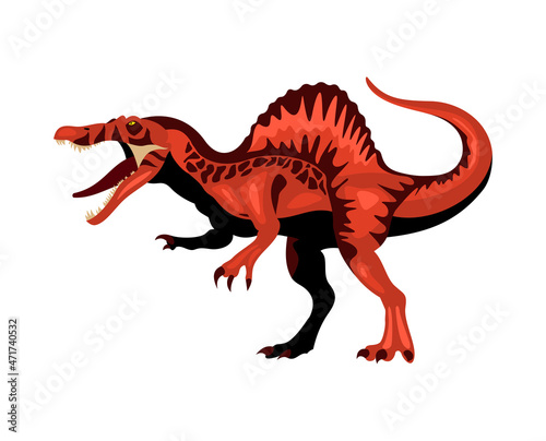 Fototapeta Naklejka Na Ścianę i Meble -  Spinosaurus Cartoon Dinosaur Composition