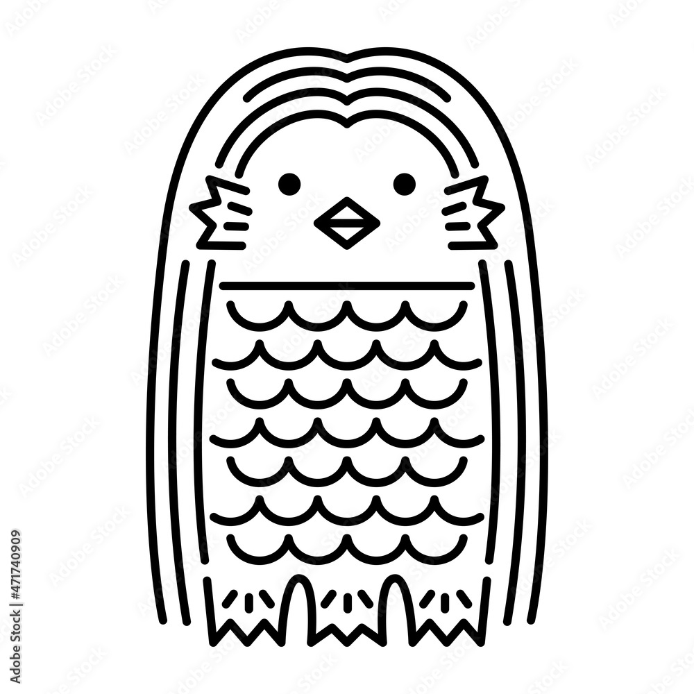 Simple And Cute Amabie Monochrome Illustration シンプルでかわいいアマビエ様の白黒イラスト Stock Vector Adobe Stock