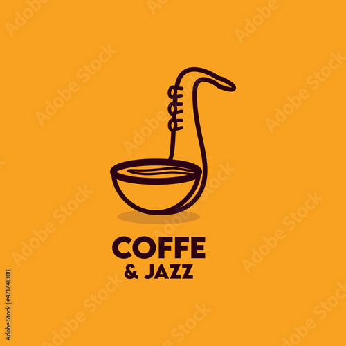 Coffee and jazz music logo design symbol vector