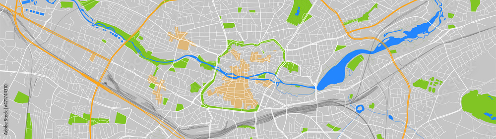 Fototapeta premium digital vector map city of Nuremberg. You can scale it to any size.