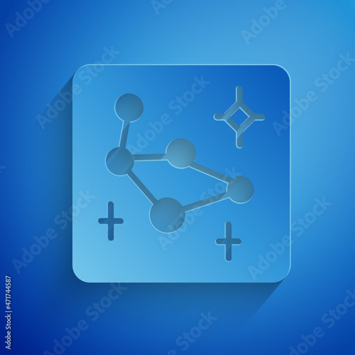 Paper cut Great Bear constellation icon isolated on blue background. Paper art style. Vector