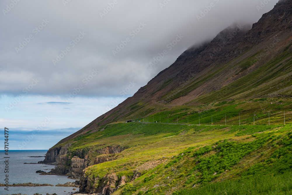 Olafsfjardarmuli mountain in Iceland on a summer day Olafsfjardarmuli mountain in Iceland on a summer day