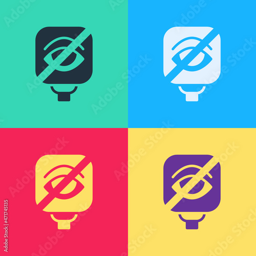 Pop art Blindness icon isolated on color background. Blind sign. Vector