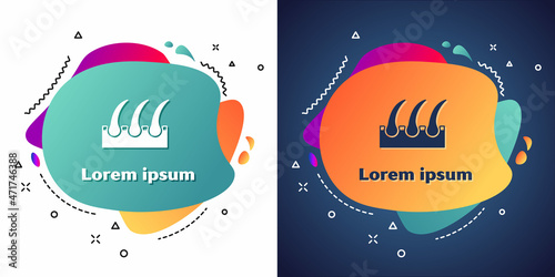 White Human hair follicle icon isolated on white and blue background. Hair care treatment. Abstract banner with liquid shapes. Vector