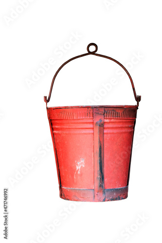 Empty old bucket isolated on a white background.
