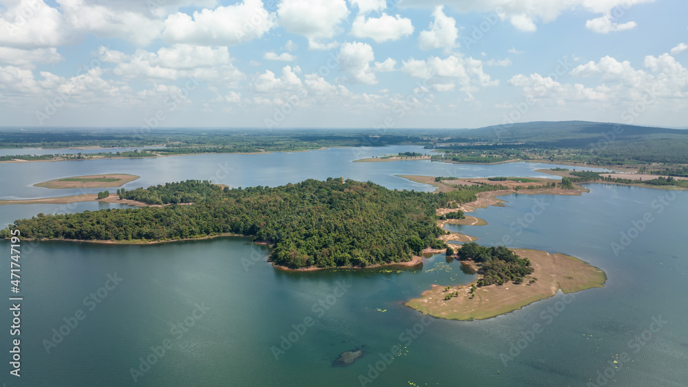 High angle view of Nam Un Dam, Sakon Nakhon, Thailand