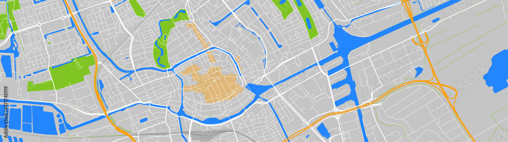 digital vector map city of Groningen. You can scale it to any size. - obrazy, fototapety, plakaty 