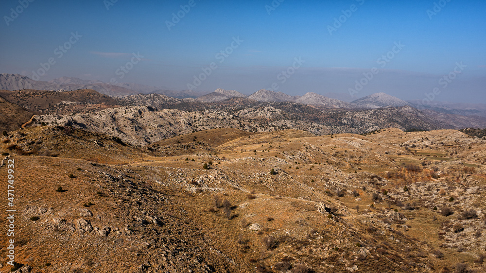Beautiful landscape with view of Taurus (Toros) Mountains, Turkey.