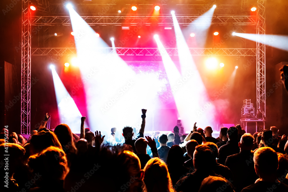 Fototapeta premium crowd of people dancing at concert