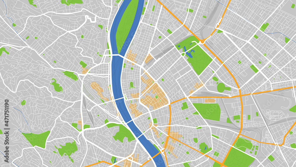 Obraz premium digital vector map city of Budapest. You can scale it to any size.