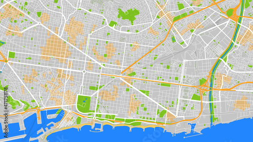 digital vector map city of Barcelone. You can scale it to any size. photo