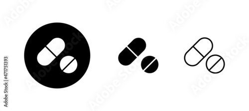 Pills icons set. capsule icon. Drug sign and symbol