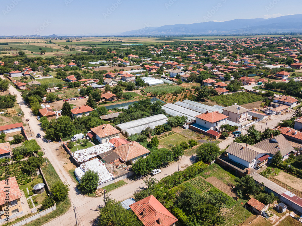 Aerial view of village of Tsalapitsa, Bulgaria
