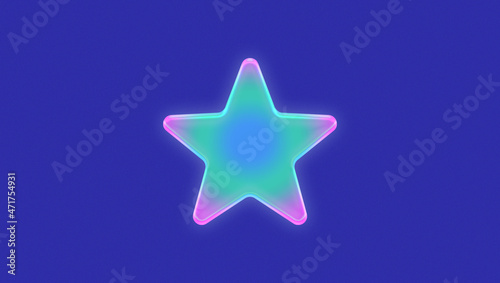 Glowing and gradient star, purple grain background. Cyber tecno aesthetic for background, banner and post.