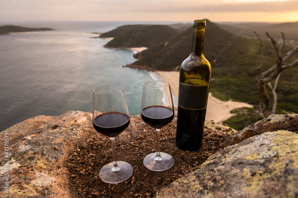 Red wine at sunset, Port Stephens, Australia Red wine at sunset, Port Stephens, Australia