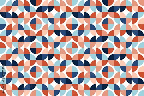 Geometrical seamless pattern in pastel colors. Abstract blue, brown, pink and beige on white vector background. Design for banner, poster, card, cover, party invitation, wallpaper