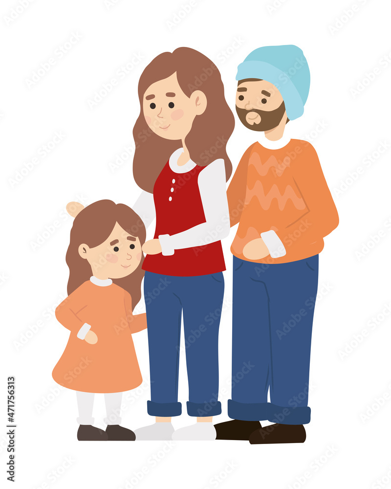 family with winter clothes