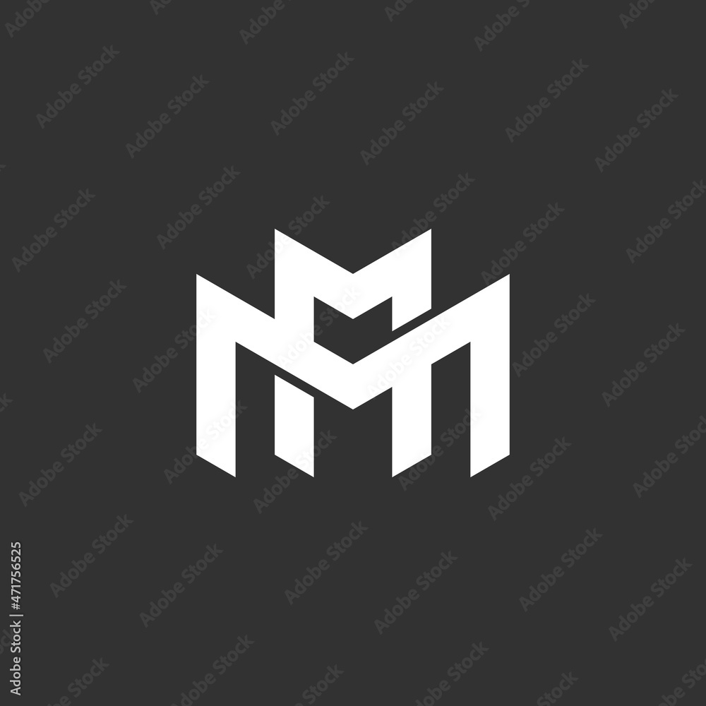 Vector graphic creative line alphabet symbol Letter MM Vector graphic creative line alphabet symbol Letter MM