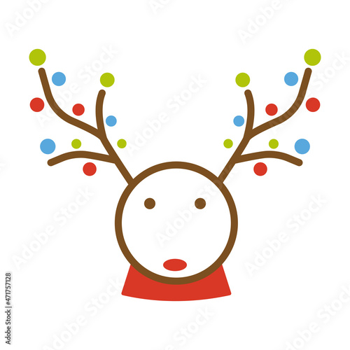 Christmas reindeer horns decorated with light bulbs. Deer xmas cut file design