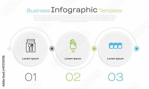 Set line Online ordering and delivery, Ice cream and Sushi. Business infographic template. Vector