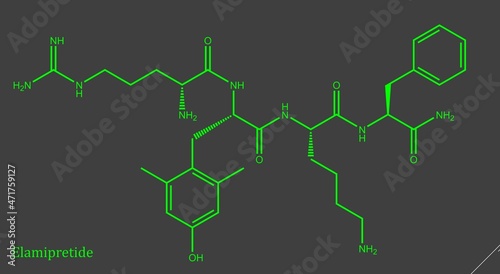 Elamipretide is a small mitochondrially-targeted tetrapeptide that appears to reduce the production of toxic reactive oxygen species and stabilize cardiolipin. photo