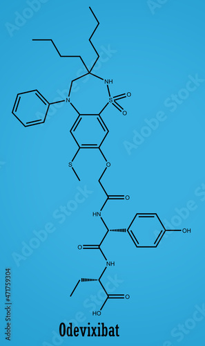 Odevixibat, sold under the trade name Bylvay, is a medication for the treatment of progressive familial intrahepatic cholestasis. photo